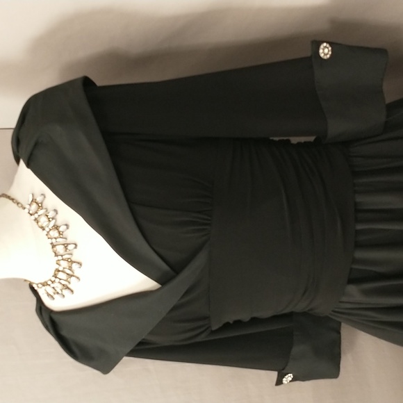 Black Party Dress Vintage Jessica Howard NWT Fit and Flare Sexy Neckline Flirty - Picture 2 of 10